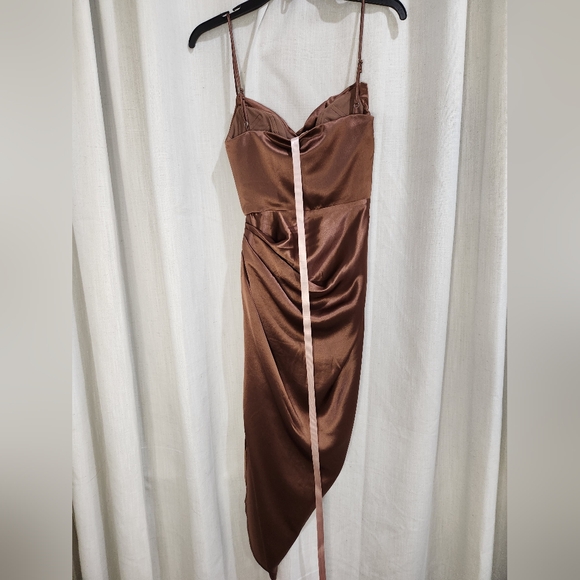 NWT HOUSE OF CB REVA Toffee SATIN BALCONY CORSET DRESS XS - Picture 7 of 10